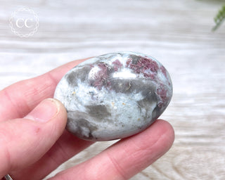 Rubellite & Cleavelandite Chunky Palm Stone #2