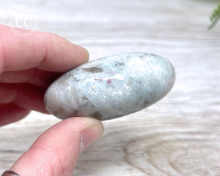 Rubellite & Cleavelandite Chunky Palm Stone #1