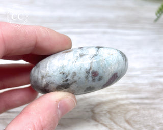 Rubellite & Cleavelandite Chunky Palm Stone #1