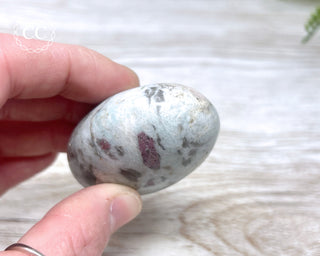 Rubellite & Cleavelandite Chunky Palm Stone #1