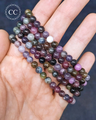 Sapphire Multi Coloured 6mm Beaded Bracelets in hand