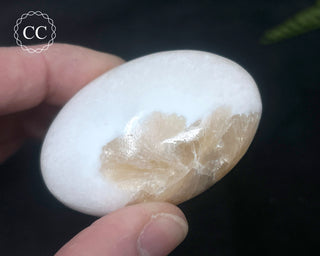 Scolecite with Stilbite Palm Stone #2