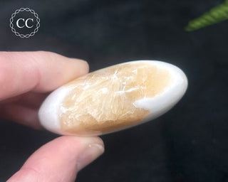 Scolecite with Stilbite Palm Stone #2