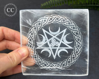 Selenite Plate - Pentagram