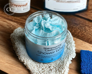 Shimmering Cashmere Whipped Soap with lid open