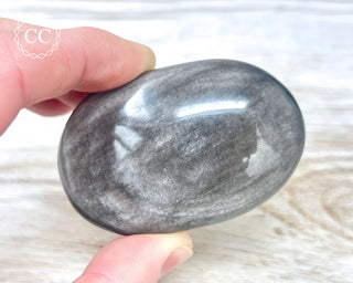 Silver Sheen Obsidian Chunky Palm Stone #1