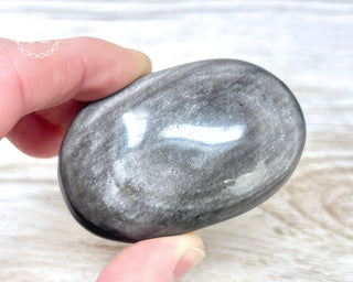 Silver Sheen Obsidian Chunky Palm Stone #1