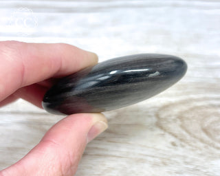 Silver Sheen Obsidian Chunky Palm Stone #1
