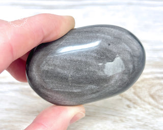 Silver Sheen Obsidian Chunky Palm Stone #1