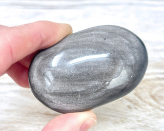 Silver Sheen Obsidian Chunky Palm Stone #1
