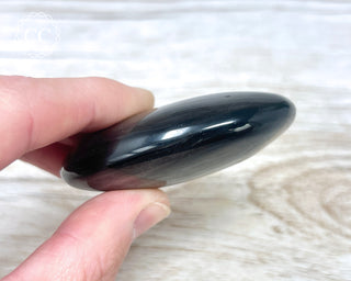 Silver Sheen Obsidian Chunky Palm Stone #1
