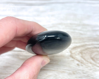 Silver Sheen Obsidian Chunky Palm Stone #1
