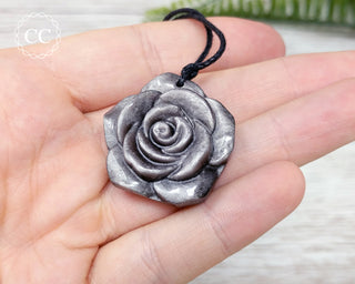 Silver Sheen Obsidian Rose Necklace