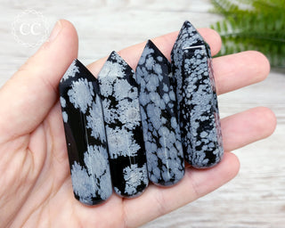 Snowflake Obsidian 60mm Wands in hand