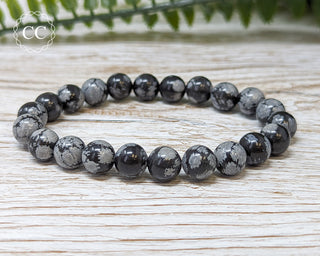 Snowflake Obsidian 8mm Beaded Bracelet