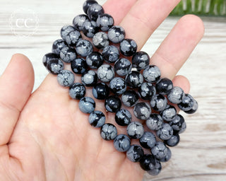 Snowflake Obsidian 8mm Beaded Bracelet