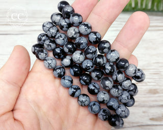 Snowflake Obsidian 8mm Beaded Bracelet