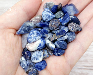 Sodalite Crystal Chips in hand
