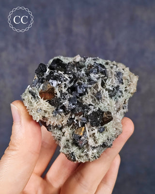 A specimen of Needle Quartz with Sphalerite, Pyrite and Galena from the famous Maden Ore Field in Bulgaria