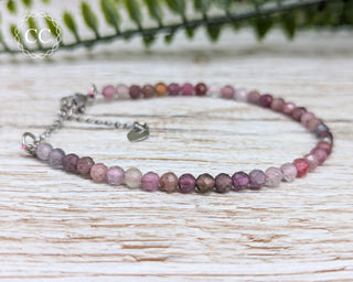 Pink Spinel Faceted Beaded Bracelet