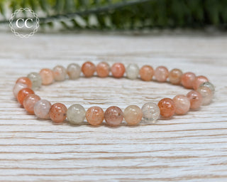 Sunstone 6mm Beaded Bracelet on white background