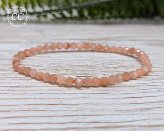 Sunstone & Moonstone Faceted Bracelet on white background