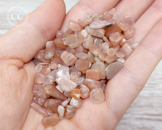 Sunstone / Moonstone Crystal Chips in hand