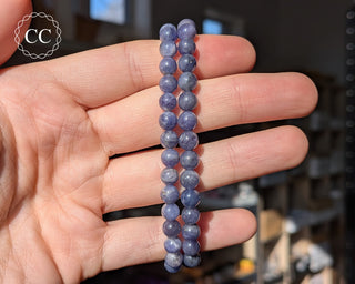 Tanzanite Beaded Bracelet - 6mm in hand