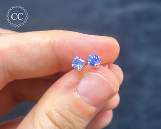Tanzanite Silver Stud Earrings #1