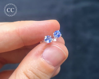 Tanzanite Silver Stud Earrings #1