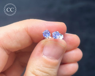 Tanzanite Silver Stud Earrings #2