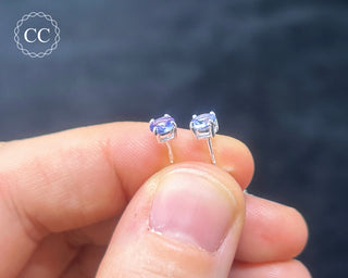 Tanzanite Silver Stud Earrings #2