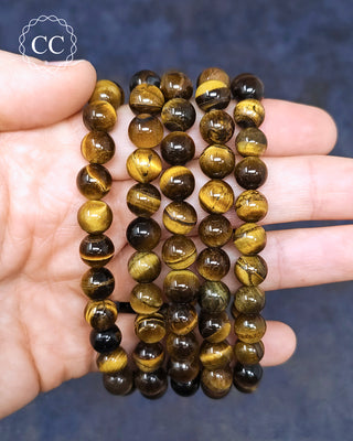Tigers Eye 8mm Beaded Bracelet