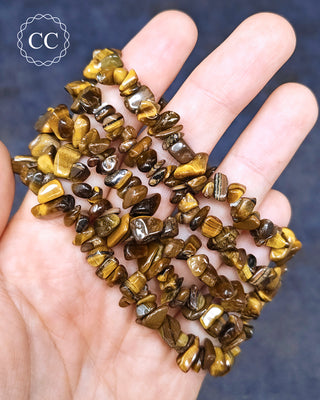 Tigers Eye Gemchip Bracelets in hand