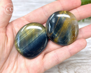 Blue Gold Tigers Eye Palm Stone