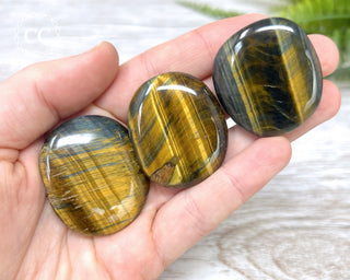 Blue Gold Tigers Eye Palm Stone