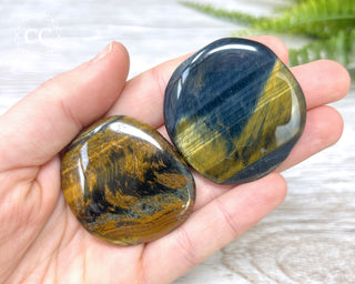 Blue Gold Tigers Eye Palm Stone