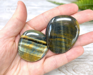 Blue Gold Tigers Eye Palm Stone