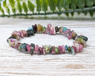 Pink & Green/Watermelon Tourmaline Gemchip Bracelet