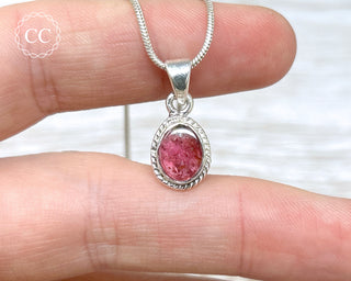 Pink Tourmaline Silver Necklace #4