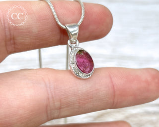 Pink Tourmaline Silver Necklace #4