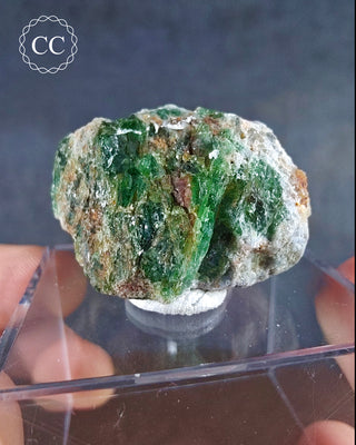 A  rare Tsavorite Garnet specimen from the Scorpion Mine in the Tsavo National Park, Kenya