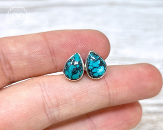 Tibetan Turquoise Silver Earrings #4