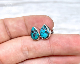 Tibetan Turquoise Silver Earrings #4