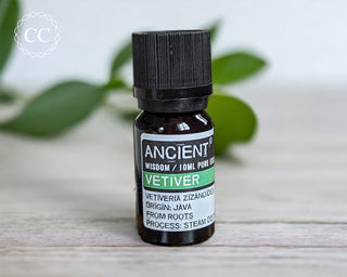 Vetiver Essential Oil on a table