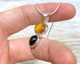Whitby Jet & Baltic Amber Silver Necklace #2