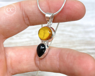 Whitby Jet & Baltic Amber Silver Necklace #2