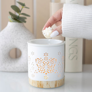 White Butterfly Wax Melt / Oil Burner on white table