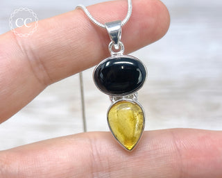 Whitby Jet & Baltic Amber Silver Necklace #1