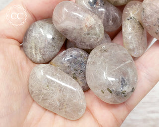 Witches Finger Quartz | White Actinolite in Quartz Tumbled Crystal